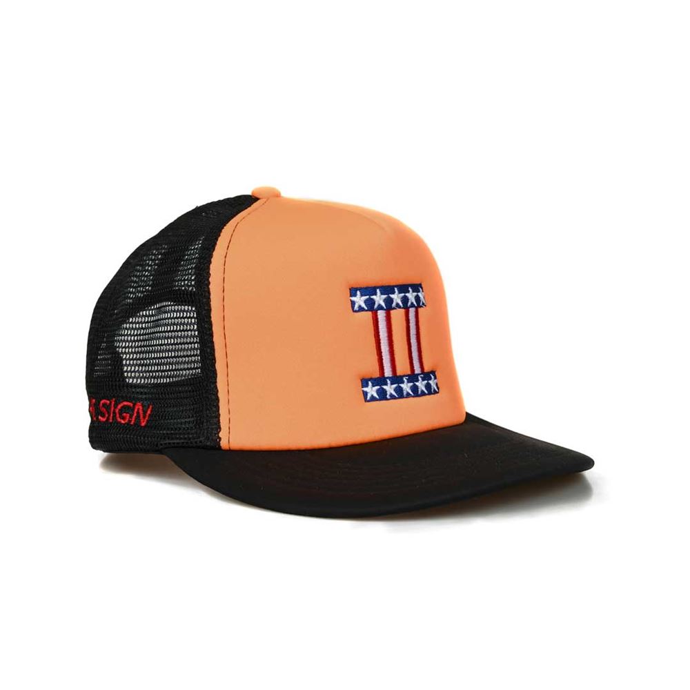 Bear The Sign Logo Flat Bill Trucker Hat Front